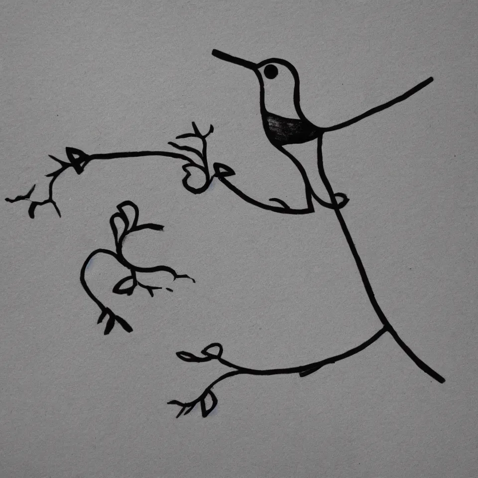 Image similar to stick figures bird, black and white