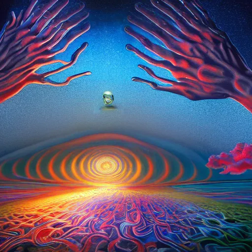 Image similar to oh god i don't know i am just tired. masterpiece. accidentally tripping on dmt and acid, psychedelic experience, overwhelming psychosis of self realization and burning awakening, ultra high definition, unreal engine 5, hyperrealism, masterpiece composition, by casey weldon, barclay shaw 8 k photorealistic