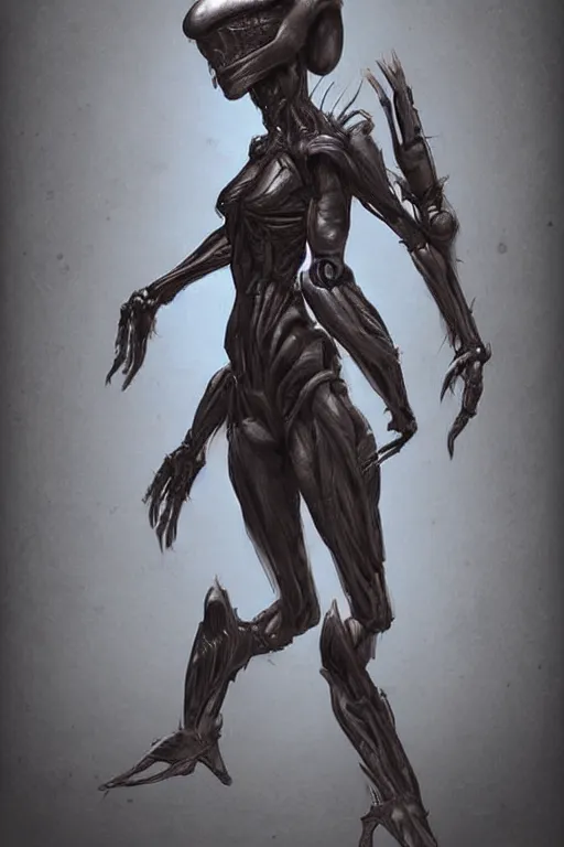 Prompt: full body alien female concept art, humanoid form, insect based, digital art, in the style of ben lol, brian sum, ramil sunga, herbert lowis, furio tedesschi, christopher cao, frederic daoust, joe botardo, artstation, pinterest, deviantart, photoshop, unreal engine