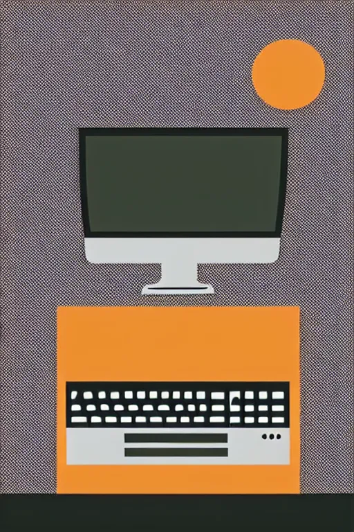 Image similar to minimalist boho style art of a computer, illustration, vector art