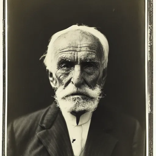 Prompt: facial portrait of a 8 2 year old bukfut, 1 9 1 9, ambrotype, award winning