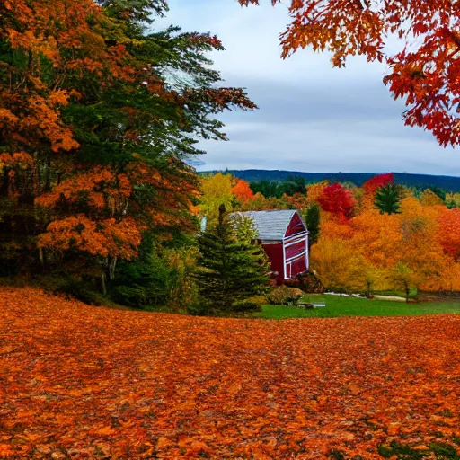 Prompt: crisp autumn day in maine