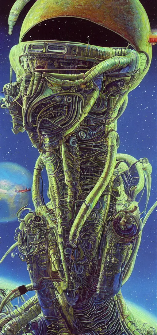 Prompt: a ultradetailed beautiful portrait of a alien of jupyter, oil painting, by ron walotsky, chris foss and moebius, alien art