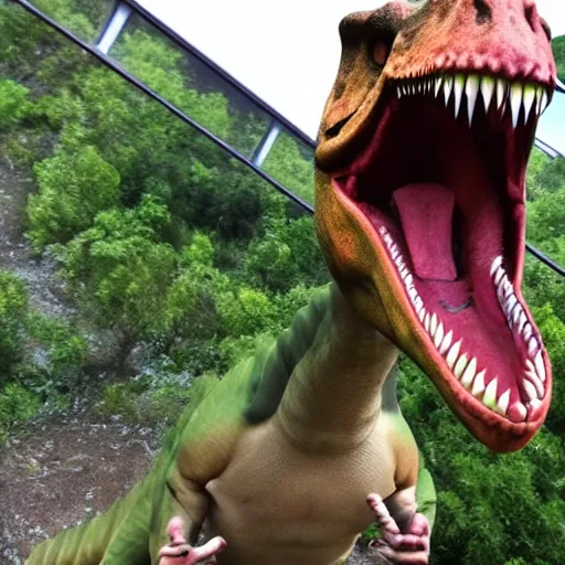 Image similar to dinosaur taking a selfie