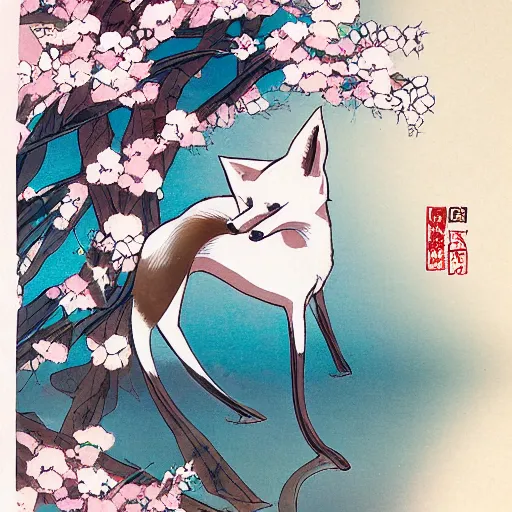 Prompt: sakura fox, by araki hiruhiko