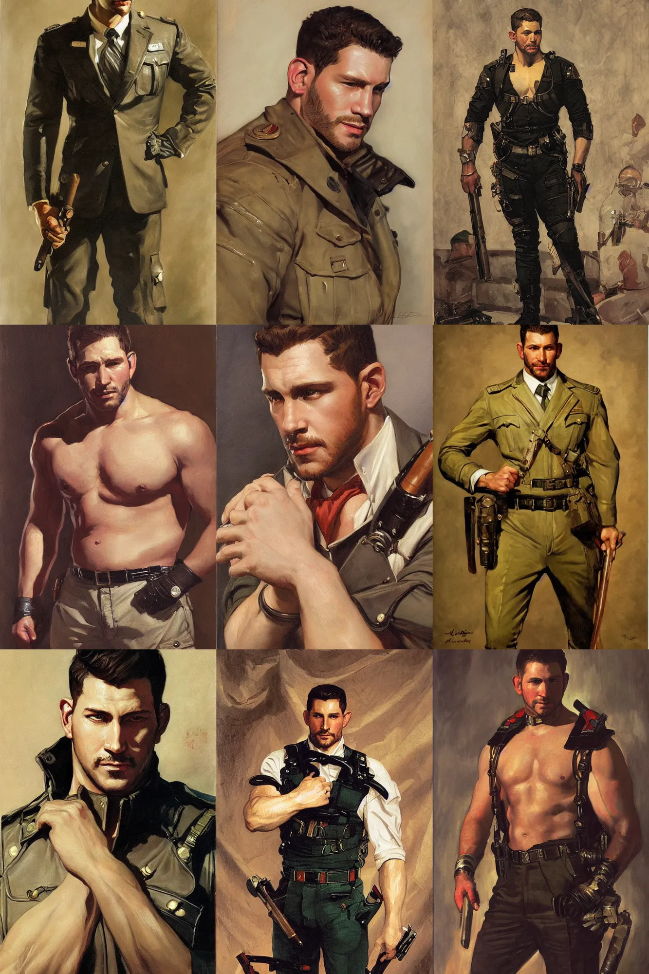 Prompt: chris redfield, painting by j. c. leyendecker