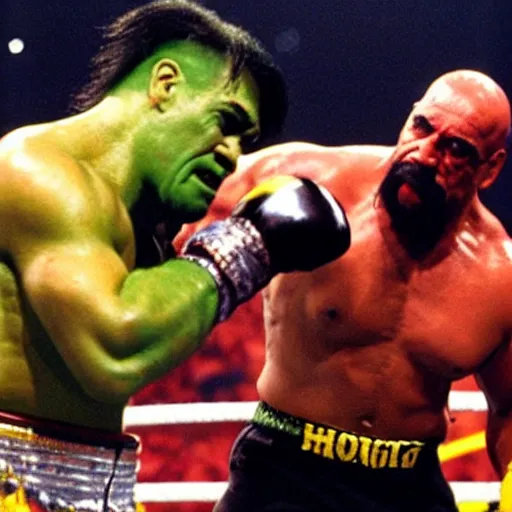 Image similar to wrestlemania mr t punching hulk hogan