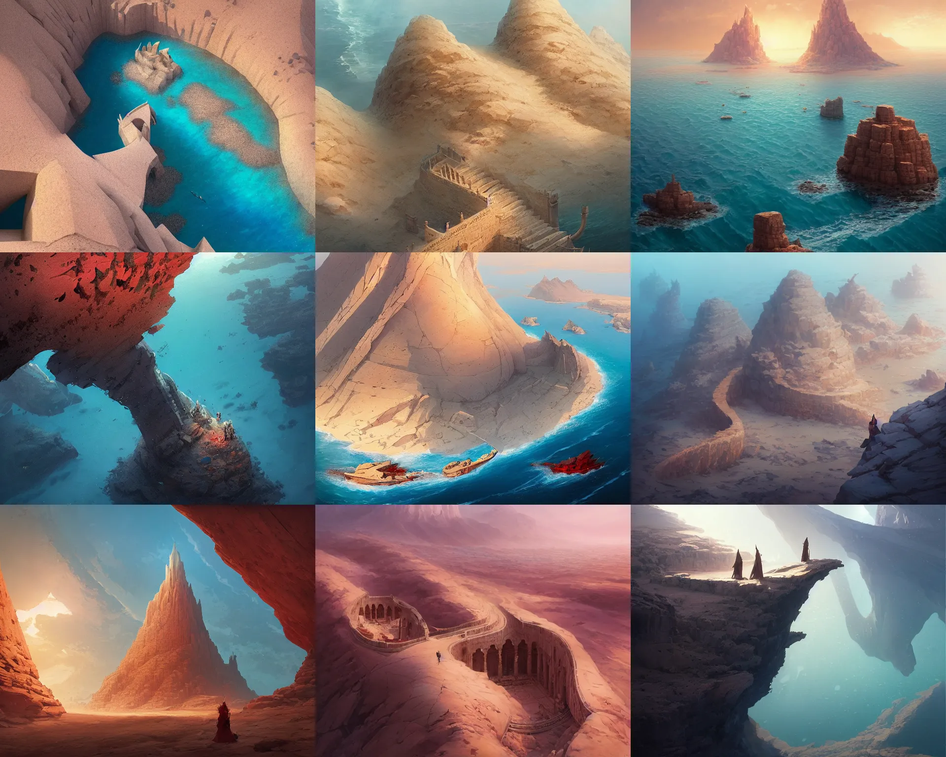 Prompt: diverged tombs of the red sea, magnificent, close up, details, sharp focus, elegant, highly detailed, illustration, by Jordan Grimmer and greg rutkowski and PiNe(パイネ) and 薯子Imoko and 香川悠作 and wlop and maya takamura, intricate, beautiful, Trending artstation, pixiv, digital Art