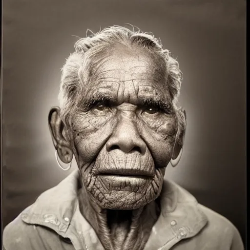 Prompt: portrait of a 110 year old aboriginal male, studio lighting, realistic, detailed