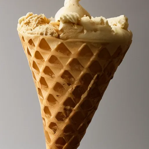 Prompt: a high clarity amber ice cream cone, elegant and ornate,