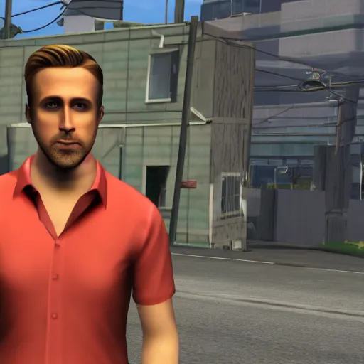 Prompt: screenshot of ryan gosling in gmod