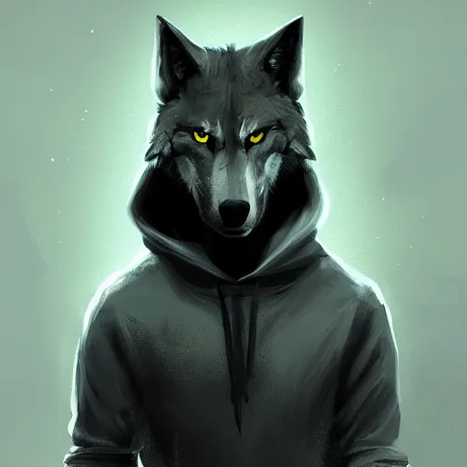 Image similar to A wolf wearing black hoodie, Maya engine, artstation, deviantart contest winner, hyperdetalied,