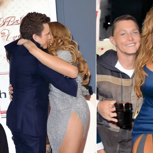 Prompt: mariah carey hugs tom holland