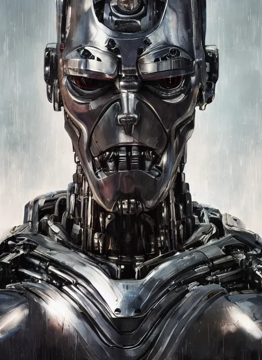 Image similar to portrait of willem dafoe as tinman, cyborg, borg, android, strogg, face of a man, robocop, cable, victor stone, ultron, terminator, machine, flesh, quake, doom demon, wolfenstein, monster, symmetry, symmetrical, concept art by ruan jia and greg rutkowski