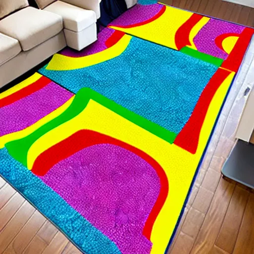 Image similar to a futuristic kids road map carpet rug, designed by lisa frank