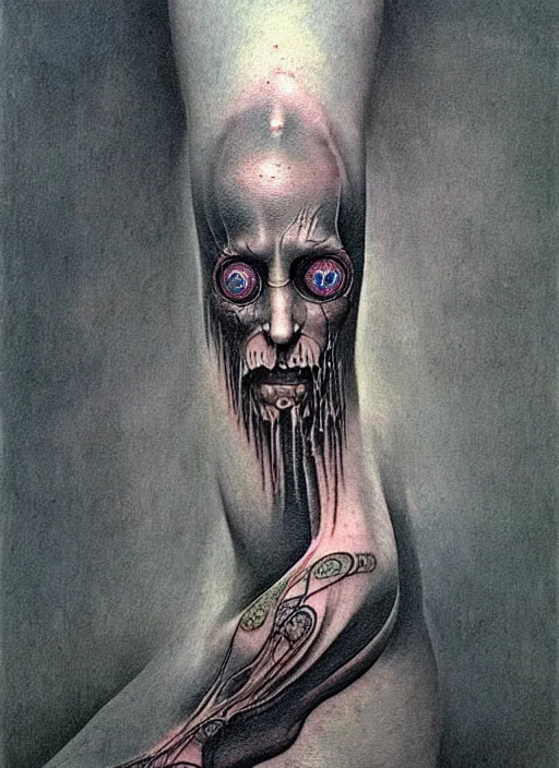 Image similar to a tattoo by zdzisław beksinski