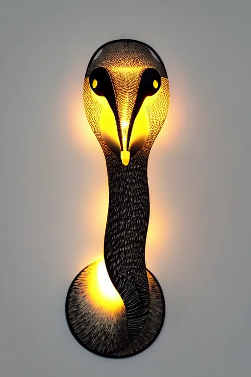 Image similar to goose animal led light head, intricate details. front on, symmetrical. industrial design. good design award, innovative product concepts, most respected design