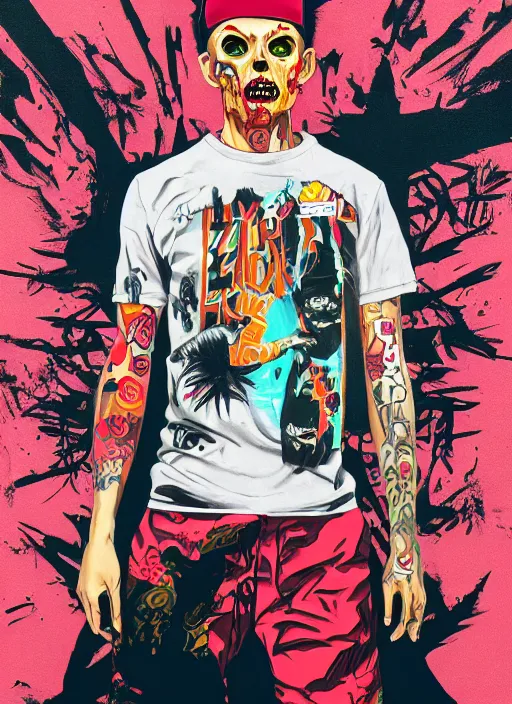 Image similar to zombie full body hiphop streetwear drip, tristan eaton, victo ngai, artgerm, rhads, ross draws