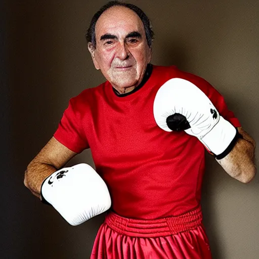 Prompt: chiquito de la calzada wearing a boxing costume