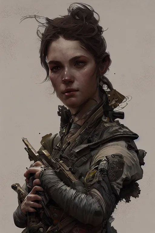 Image similar to A full portrait of a beautiful post apocalyptic commando, intricate, elegant, highly detailed, digital painting, artstation, concept art, smooth, sharp focus, illustration, art by Krenz Cushart and Artem Demura and alphonse mucha