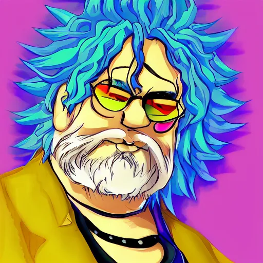 Image similar to jerry garcia anime. deviantart, artstation