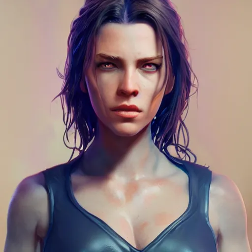 Image similar to A hyper real comic book style portait painting of Laura Schlotterer, unreal 5, hyperrealistic, octane render, cosplay, RPG portrait, dynamic lighting