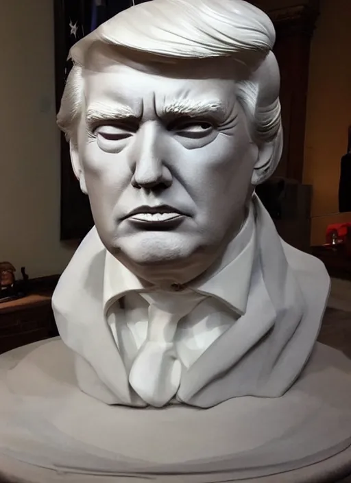 Image similar to Donald Trump, sculpture by Michelangelo, highly detailed, 8k