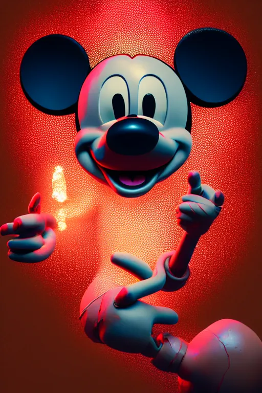 Prompt: many mechanics scientists working and repairing mickey mouse bloody head, made by beeple, greg rutkowski, unreal engine, octane render, highly detailed 4 k art, smooth, sharp focus, cinematic lighting, volumetric lighting, artstation,