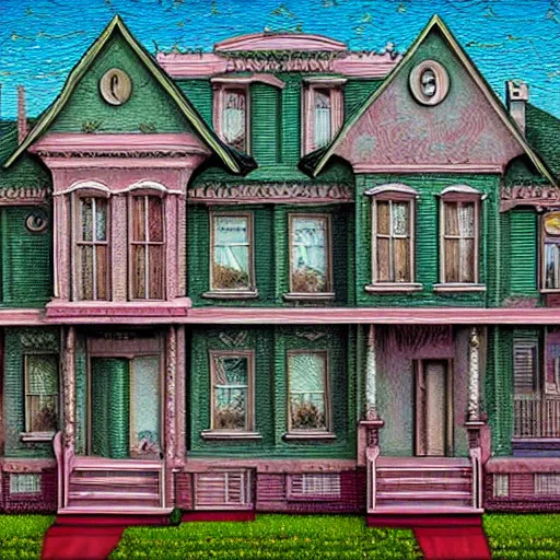 Prompt: a house with many rooms, 8k , lowbrow surrealistic, in the style of Mark Ryden,