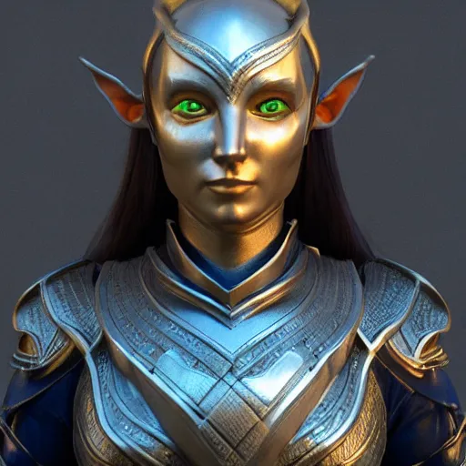 Image similar to Elven armor bust shot, highly detailed, photorealism, substance 3d painter, texturing XYZ, Subsurface scattering, cinematic lighting, Unreal engine 5, octane render, cinema4d, vray, redshift, keyshot, Arnold render, marmoset toolbag,
