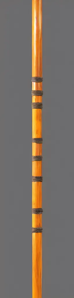 Image similar to single wooden long straight thin ninja fighting staff with oriental ornaments, weapon, highlight, vertical, centred, highly symmetric, sci - fi, fantasy, japan, dnd, close shot, bright uniform background, directional lighting, digital art, hyperrealism, award winning, 8 k