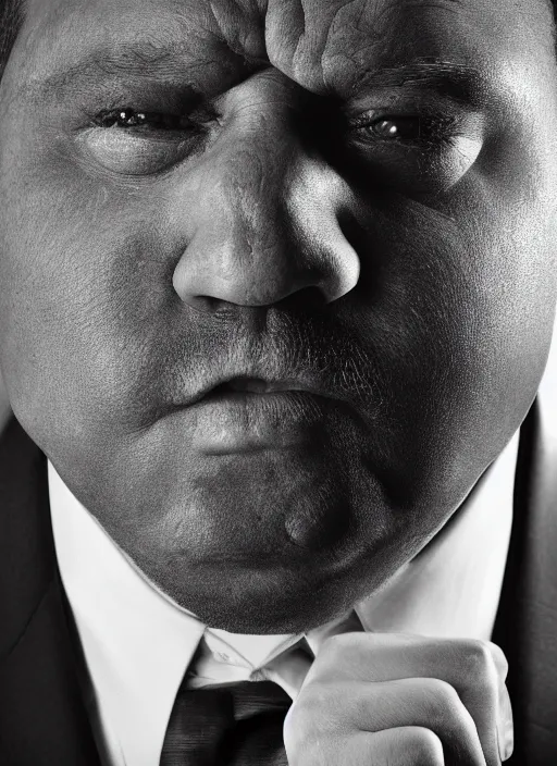 Image similar to platon closeup photograph of a 6 0 0 pound man in a suit, photorealistic, studio lighting, ektachrome, detailed, intricate, face detail