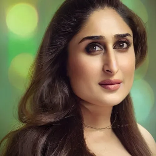 Image similar to amazing portrait of kareena kapoor, 1 0 0 mm, natural lighting, hyper realistic