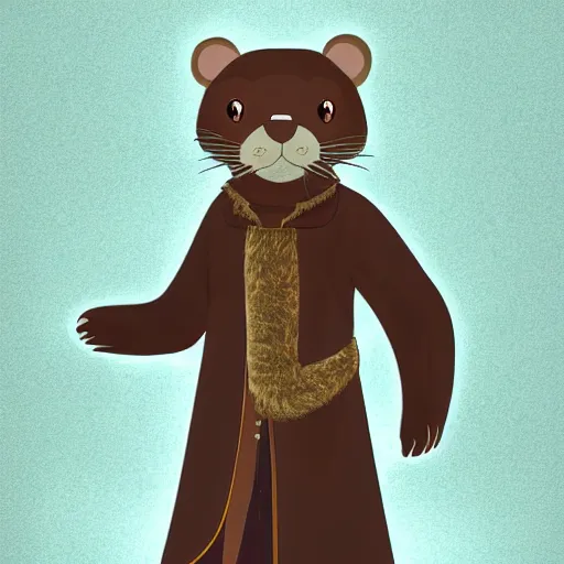 Prompt: master furry artist pastel lines full body portrait character study of the anthro male anthropomorphic otter fursona animal person wearing royal robes