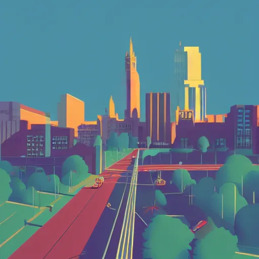 Image similar to a beautiful illustration of Columbus Ohio by James gilleard, geometric lines