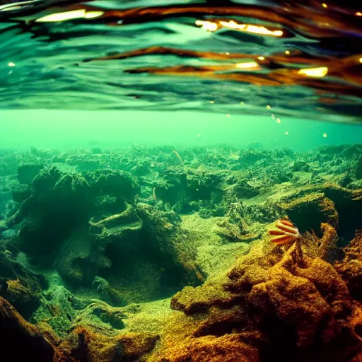 Image similar to photo of a camp fire underwater, highly - detailed, cinematic