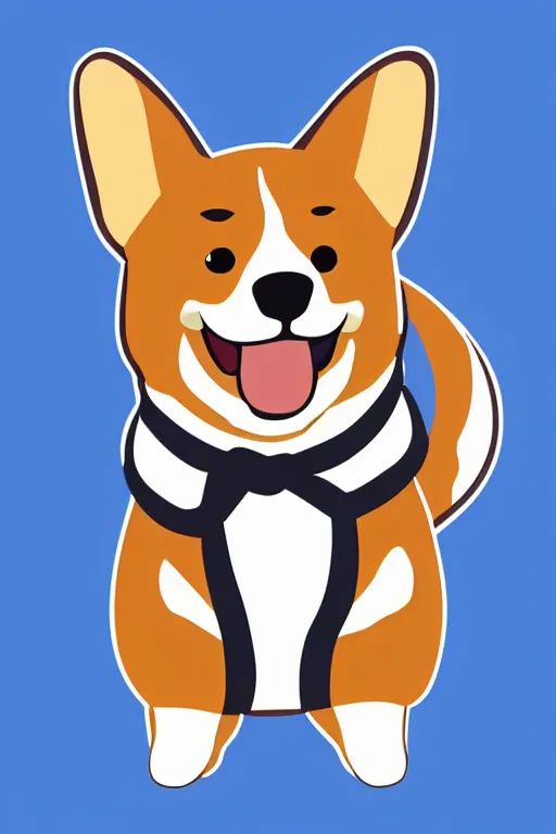 Image similar to Portrait of a corgi as a sumo wrestler, sticker, colorful, illustration, highly detailed, simple, smooth and clean vector curves, no jagged lines, vector art, smooth