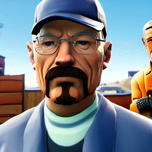 Image similar to walter white in fortnite lobby 3 d avatar skin