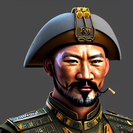 Prompt: Portrait of Genghis Khan as a soldier from Battlefield 2042, octane render, trending on ArtStation