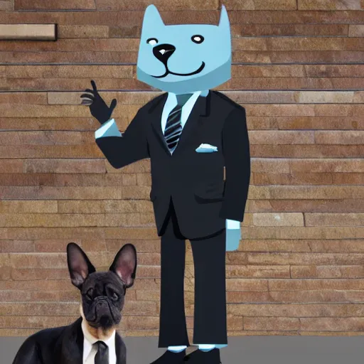 Image similar to Corporate memphis of a businessman dog