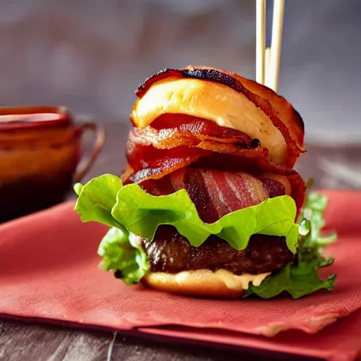 Image similar to bacon wrapped bacon cheeseburger