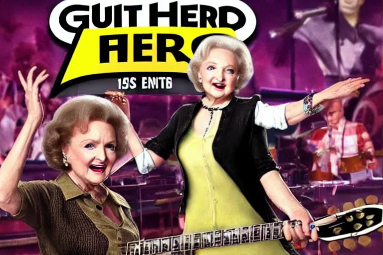 Image similar to betty white on the cover of guitar hero