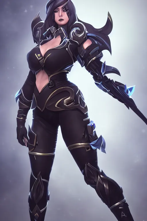 Image similar to A pretty female league of legends character, fullbody art, wearing fully-spec'd black SWAT armor, character concept, dynamic posing, 8k, trending on artstation