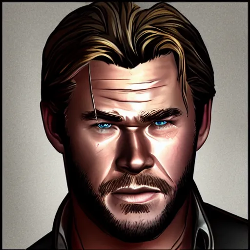 Image similar to portrait of chris hemsworth in style of telltale games the walking dead