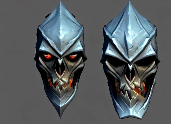 Prompt: hooded wraith skull, stylized stl, 3 d render, activision blizzard style, hearthstone style, darksiders style, dauntless style