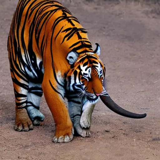 Prompt: hybrid of tiger and elephant