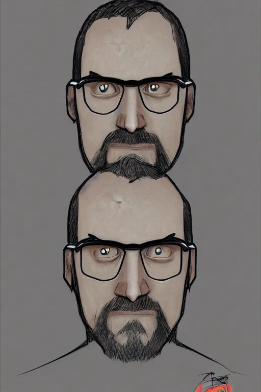 Image similar to silly drawing of Gordon Freeman from half life, concept art