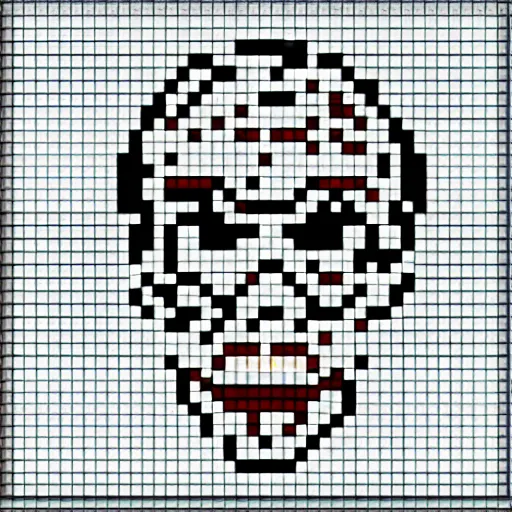 Image similar to pixel art laughing skull