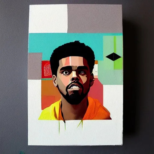 Prompt: Jcole Painting by Sachin Teng, asymmetrical, Organic Painting , Matte Painting, geometric shapes, hard edges, graffiti, street art,:2 by Sachin Teng:4