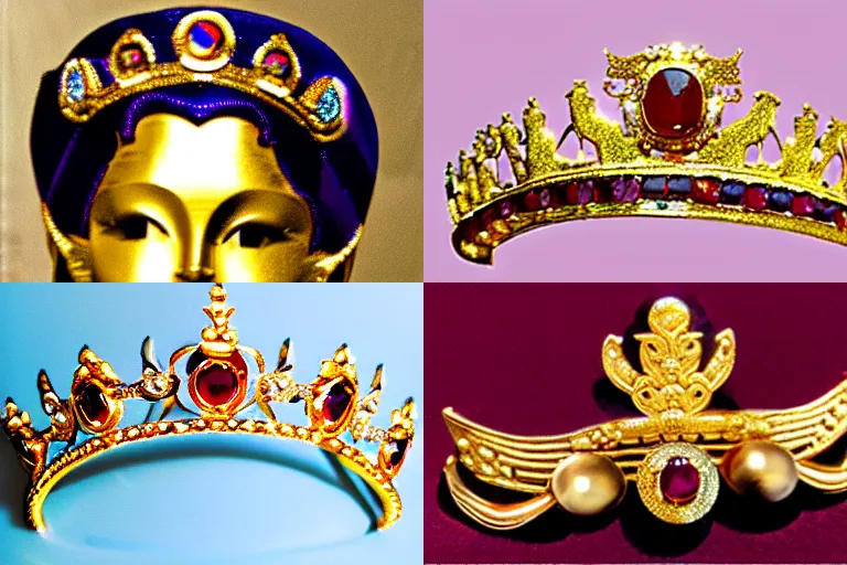 Prompt: a photo of a Tiara (Sailor Moon), ancient gold and ruby diadem, The Metropolitan Museum of Art